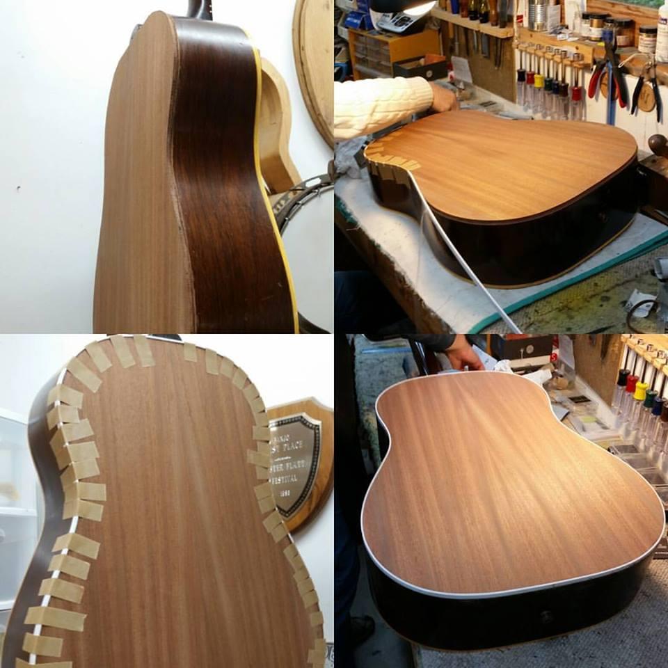 [1961 Gibson J-50 glued on and binding]